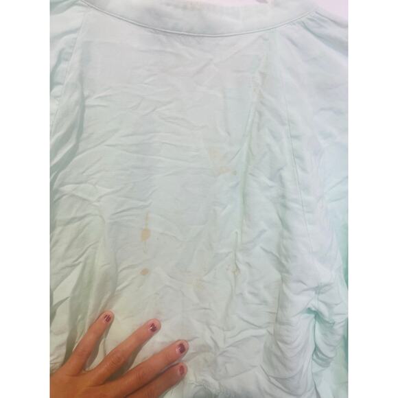 AMANDA UPRICHARD Light Blue Linen Blend Puff Sleeves Peplum Diego Top Size M - Picture 9 of 9